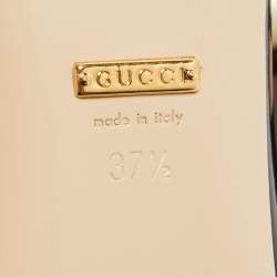 مملوكة مسبقًا حذاء باليرينا فلات غوتشي جي جي جلد أسود لامع لؤلؤ مزخرف مقاس 37.5