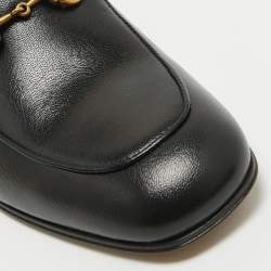 Pre Owned Gucci Black Leather Foldable Horsebit Loafers Size 38.5