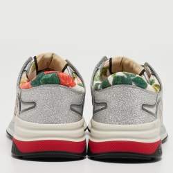 Gucci Silver/Grey Glitter and Mesh Ultrapace Sneakers Size 36.5
