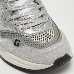 Gucci Silver/Grey Glitter and Mesh Ultrapace Sneakers Size 36.5