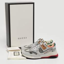Gucci Silver/Grey Glitter and Mesh Ultrapace Sneakers Size 36.5