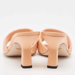 مملوكة مسبقًا Gucci Peach Pink Quilted Leather GG Marmont Open Toe Slide Sandals Size 38