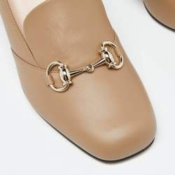 Gucci Brown Leather Horsebit Block Pumps Size 39
