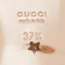 Gucci Silver Leather and Sequins Double G  Flat Slides Size 37.5