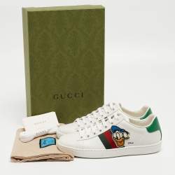 Gucci x Disney White Leather Donald Duck Ace Sneakers Size 34.5