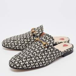 Gucci Black/Beige GG Canvas Princetown Flat Mules Size 39