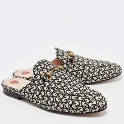 Gucci Black/Beige GG Canvas Princetown Flat Mules Size 39