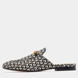 Gucci Black/Beige GG Canvas Princetown Flat Mules Size 39