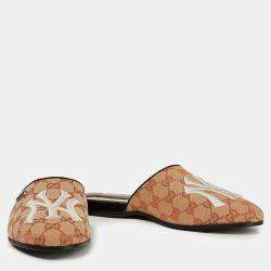 Pre Owned Gucci Brown GG Canvas Flat Mules Size 40
