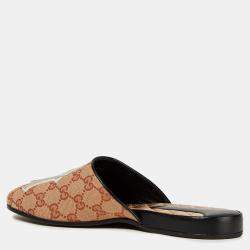 Pre Owned Gucci Brown GG Canvas Flat Mules Size 40