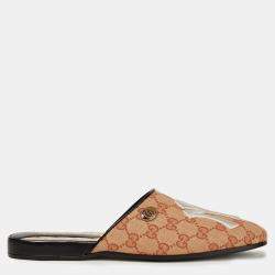 Pre Owned Gucci Brown GG Canvas Flat Mules Size 40