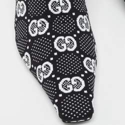 Pre Owned Gucci Black/White GG Knit Fabric Sock Ankle Boots Size 39.5