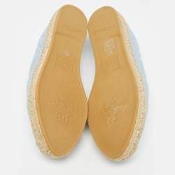 Gucci Blue Matelassé Leather GG Marmont Espadrille Flats Size 40.5