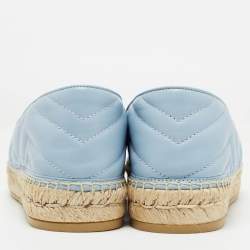 Gucci Blue Matelassé Leather GG Marmont Espadrille Flats Size 40.5