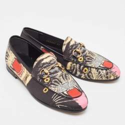 Gucci Multicolor Printed Fabric Jordaan Loafers Size 35