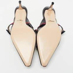 Pre Owned Gucci Black Leather Emma Mules Size 36.5