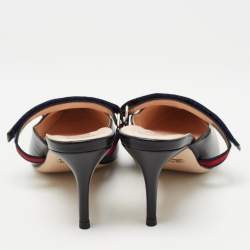 Pre Owned Gucci Black Leather Emma Mules Size 36.5