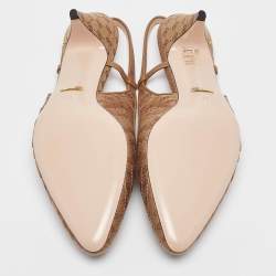 مملوكة مسبقًا Gucci Brown GG Canvas Double G Slingback Pumps Size 40
