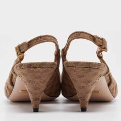 مملوكة مسبقًا Gucci Brown GG Canvas Double G Slingback Pumps Size 40
