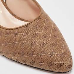 مملوكة مسبقًا Gucci Brown GG Canvas Double G Slingback Pumps Size 40