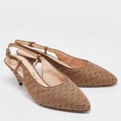 مملوكة مسبقًا Gucci Brown GG Canvas Double G Slingback Pumps Size 40