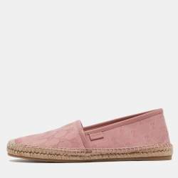 Pre Owned Gucci Pink GG Canvas Espadrille Flats Size 38.5