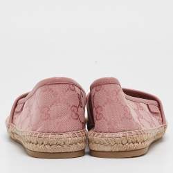 Pre Owned Gucci Pink GG Canvas Espadrille Flats Size 38.5