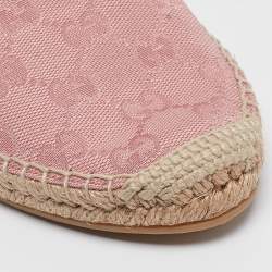 Pre Owned Gucci Pink GG Canvas Espadrille Flats Size 38.5