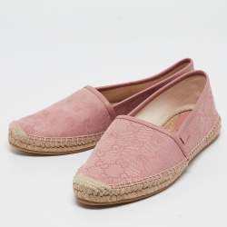 Pre Owned Gucci Pink GG Canvas Espadrille Flats Size 38.5