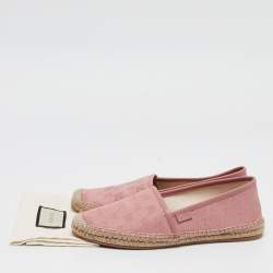Pre Owned Gucci Pink GG Canvas Espadrille Flats Size 38.5