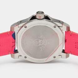 Gucci Black Stainless Steel Floral Print Calfskin Leather Dive YA136326 Women's Wristwatch 40 mm