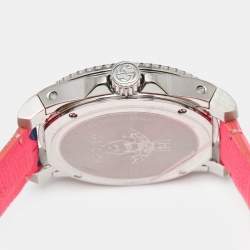 Gucci Black Stainless Steel Floral Print Calfskin Leather Dive YA136326 Women's Wristwatch 40 mm