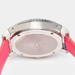 Gucci Black Stainless Steel Floral Print Calfskin Leather Dive YA136326 Women's Wristwatch 40 mm