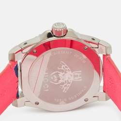Gucci Black Stainless Steel Floral Print Calfskin Leather Dive YA136326 Women's Wristwatch 40 mm
