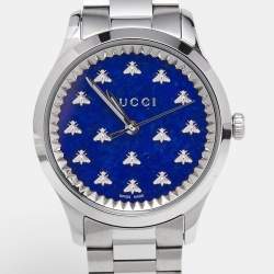 Gucci Blue Stainless Steel G-Timeless YA1265043 Women's Wristwatch 32 mm