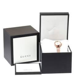 Gucci Mother Of Pearl Rose Gold Tone Stainless Steel Diamantissima YA141562 Women's Wristwatch 27 mm