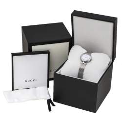 Pre Owned Gucci Mother Of Pearl Stainless Steel Diamantissima YA141504 Women's Wristwatch 27 mm