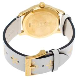 Gucci Cream Yellow Gold Tone Stainless Steel Leather G-Timeless YA1264096 Women's Wristwatch 38 mm