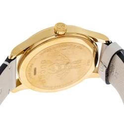 Gucci Cream Yellow Gold Tone Stainless Steel Leather G-Timeless YA1264096 Women's Wristwatch 38 mm