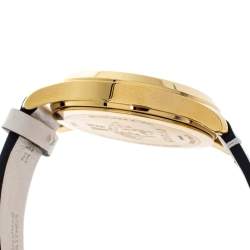 Gucci Cream Yellow Gold Tone Stainless Steel Leather G-Timeless YA1264096 Women's Wristwatch 38 mm
