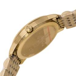 Gucci Silver Yellow Gold PVD Coated Stainless Steel G-Timeless YA1265021 Women's Wristwatch 29 mm