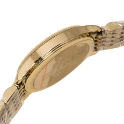 Gucci Silver Yellow Gold PVD Coated Stainless Steel G-Timeless YA1265021 Women's Wristwatch 29 mm