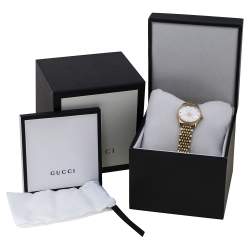 Gucci Silver Yellow Gold PVD Coated Stainless Steel G-Timeless YA1265021 Women's Wristwatch 29 mm