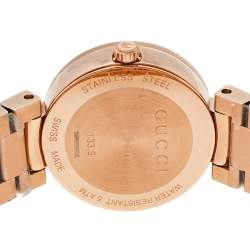 Gucci Mother Of Pearl Rose Gold Tone Stainless Steel Interlocking YA133515 Women's Wristwatch 29 mm