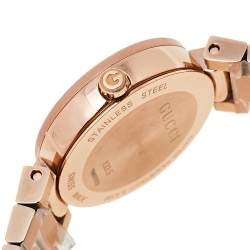Gucci Mother Of Pearl Rose Gold Tone Stainless Steel Interlocking YA133515 Women's Wristwatch 29 mm