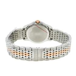 Pre Owned Gucci Mother Of Pearl Two-Tone Stainless Steel Diamonds G-Timeless YA126514 Women's Wristwatch 27 mm