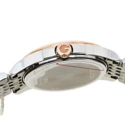 Pre Owned Gucci Mother Of Pearl Two-Tone Stainless Steel Diamonds G-Timeless YA126514 Women's Wristwatch 27 mm