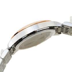 Pre Owned Gucci Mother Of Pearl Two-Tone Stainless Steel Diamonds G-Timeless YA126514 Women's Wristwatch 27 mm