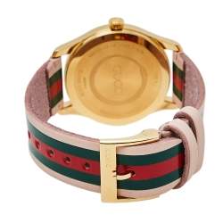 Gucci Pink Yellow Gold PVD Stainless Steel Leather G-Timeless YA1264118 Women's Wristwatch 38 mm