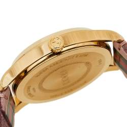 Gucci Pink Yellow Gold PVD Stainless Steel Leather G-Timeless YA1264118 Women's Wristwatch 38 mm